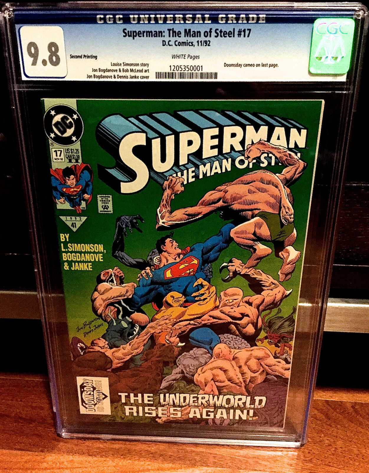 Superman Man of Steel #17 2nd print CGC 9.8 Death LOW PRINT RUN Doomsday 1 st NM
