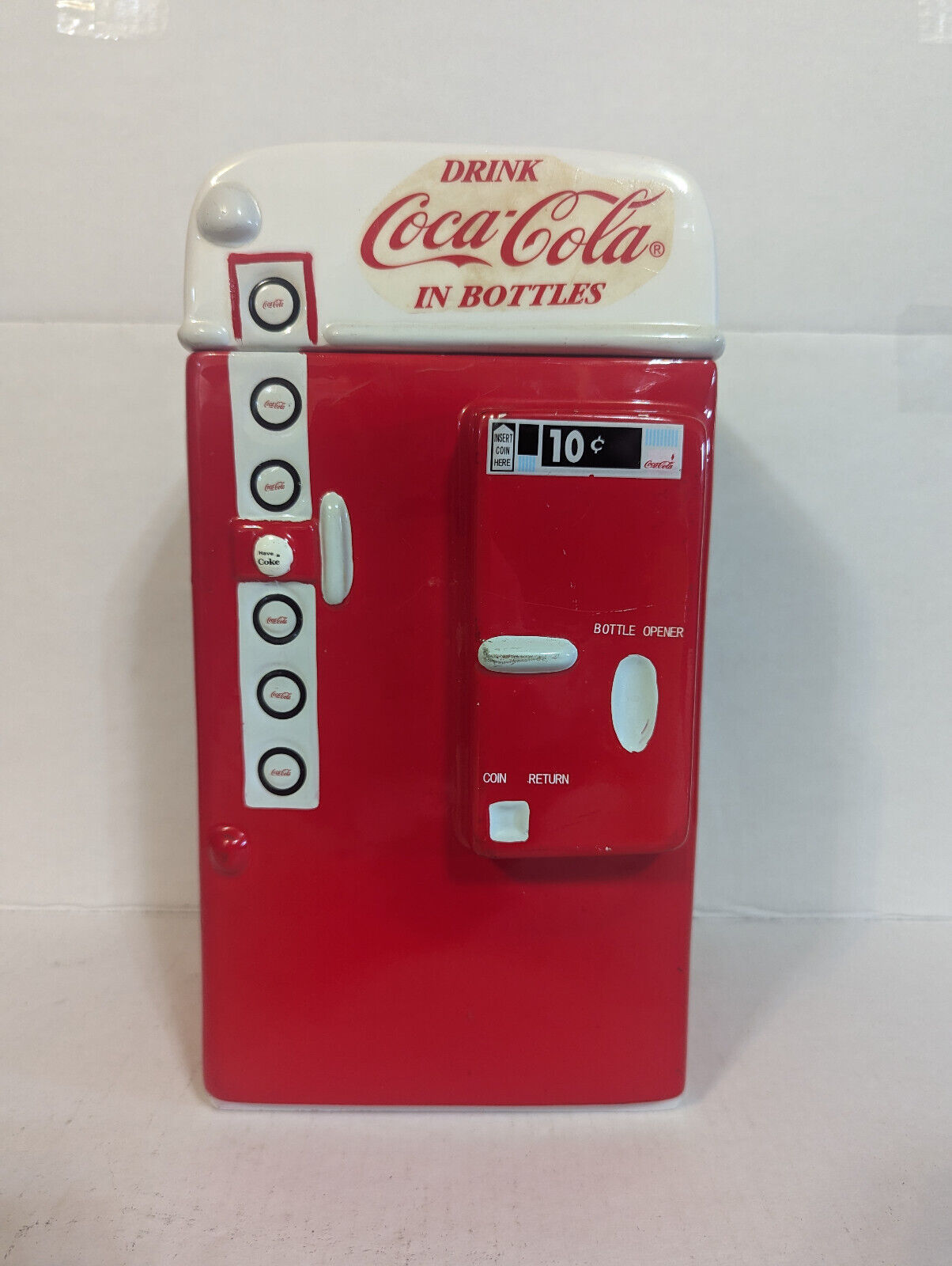 Vintage Coca Cola Cookie Jar Gibson Ceramic Soda Vending Machine - Used, Mild We