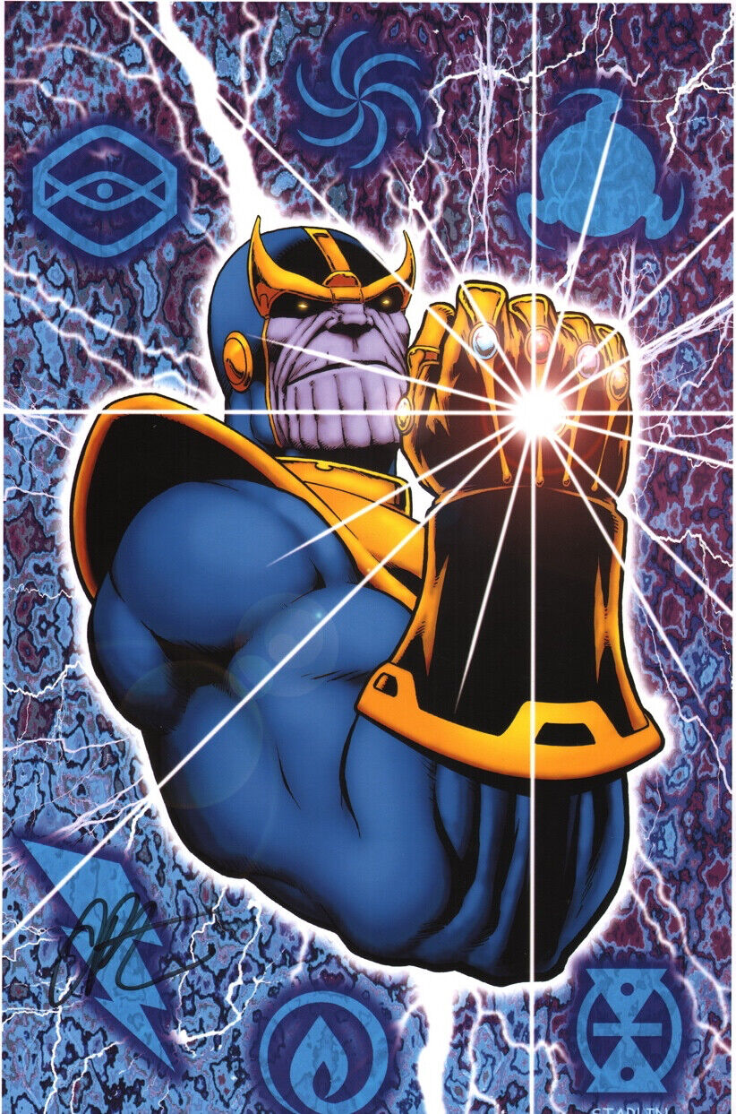 Jim Starlin SIGNED Avengers Infinity War End Game Art Print THANOS w/ Gauntlet
