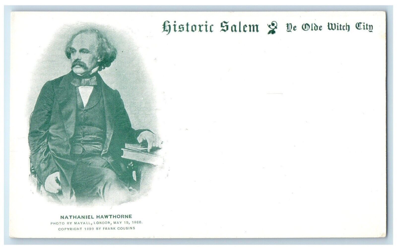 Salem Massachusetts Postcard Nathaniel Hawthorne Historic Olde Witch City 1905
