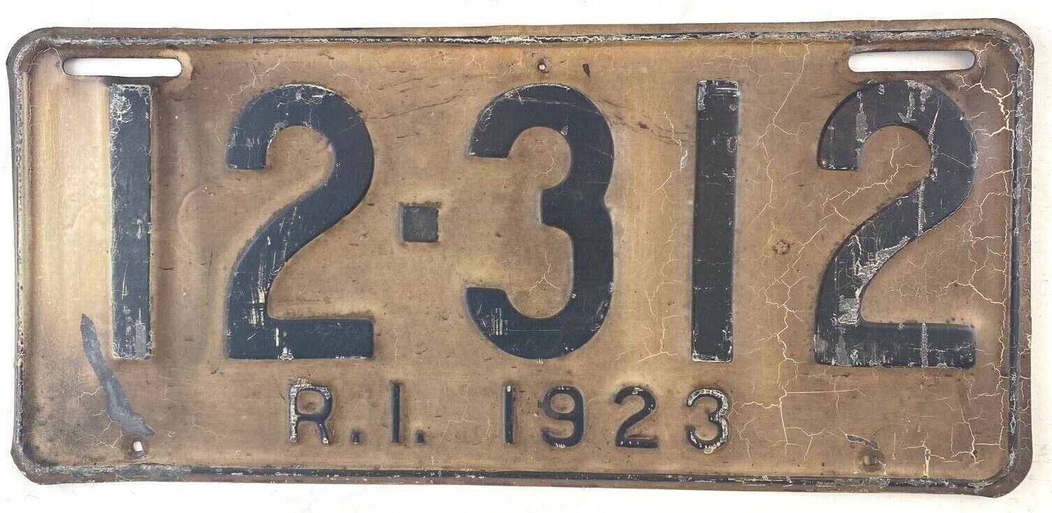 Rhode Island 1923 Old License Plate Vintage Auto Tag Man Cave Collector Decor