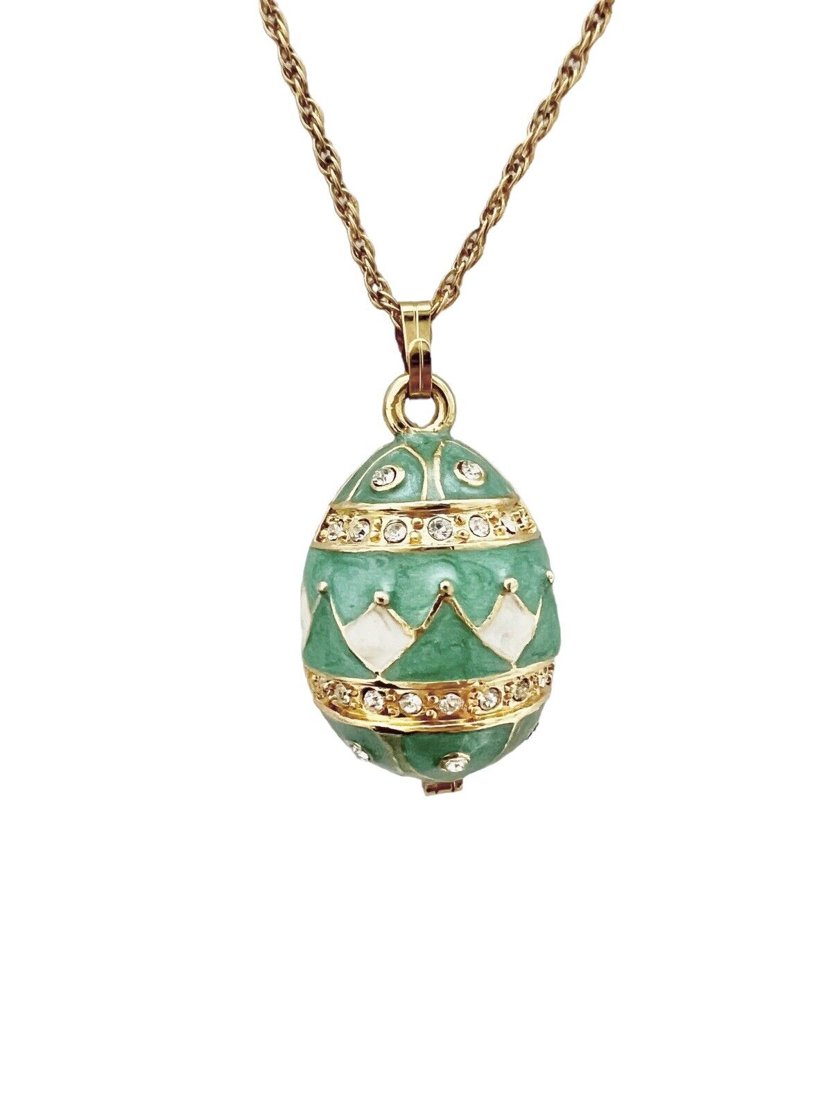 Keren Kopal Light Green 24K Gold Plated Austrian Crystal Egg Pendant Necklace