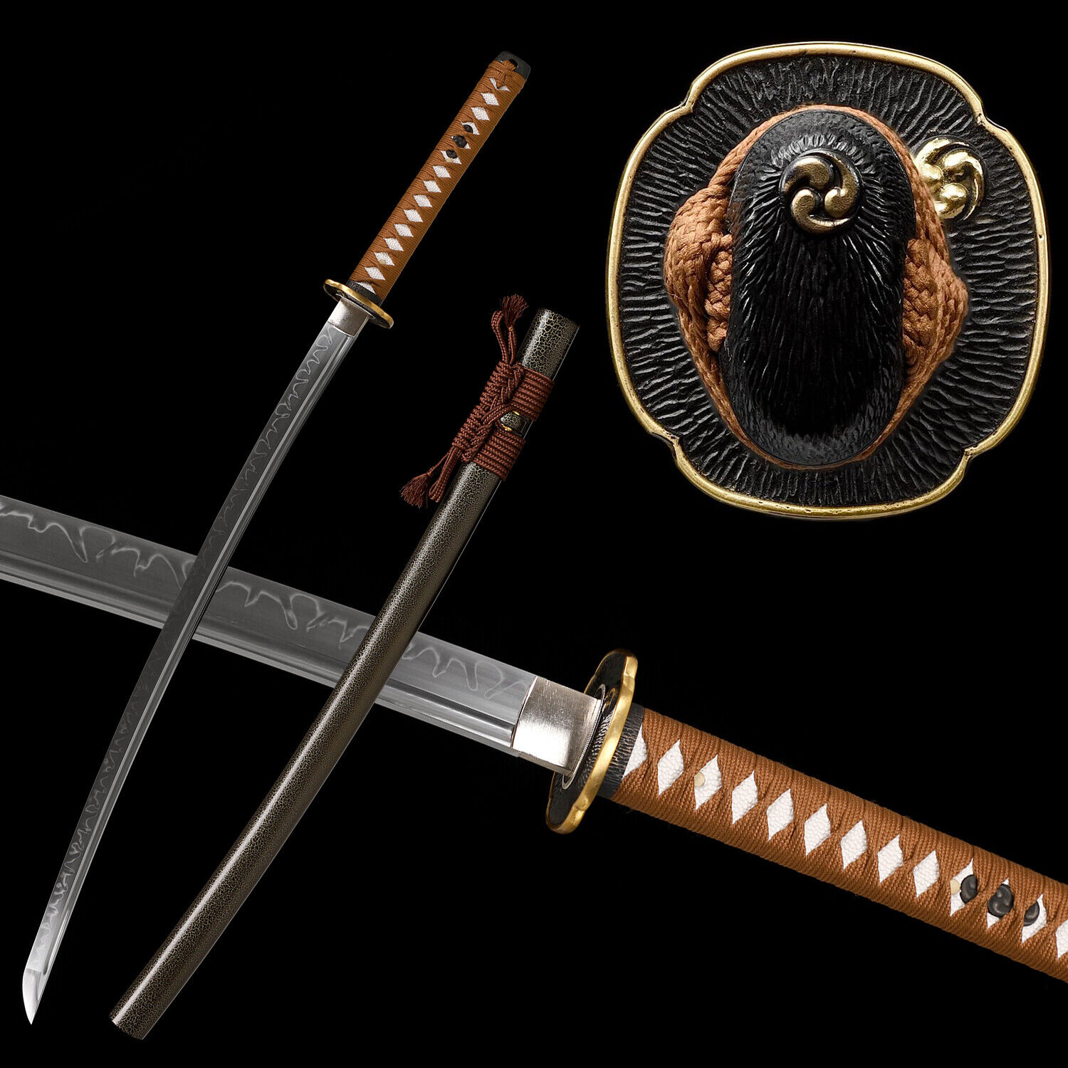 Japanese Full Tang Samurai Katana Sword Sharp Clay Tempered T10 Steel Real Hamon