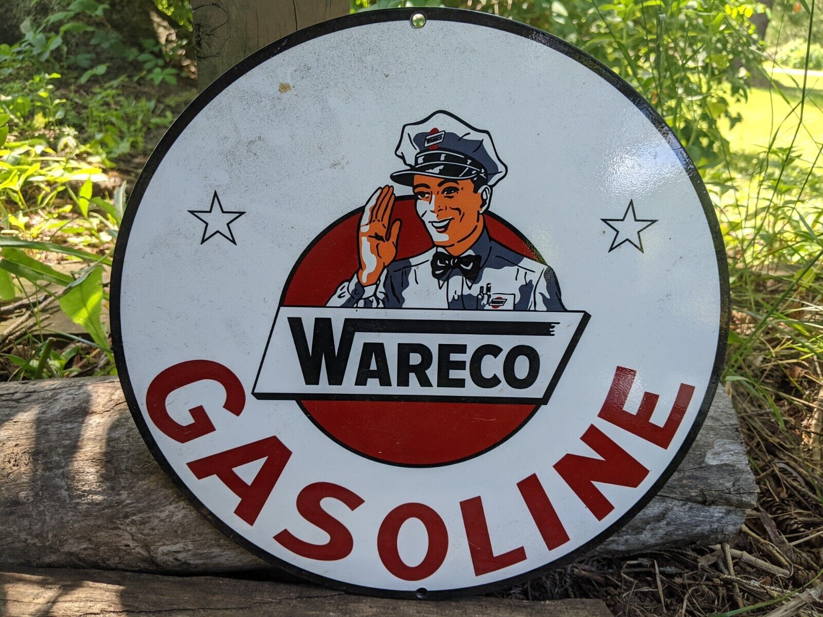 VINTAGE WARECO GASOLINE PORCELAIN GAS STATION PUMP MOTOR OIL SIGN 12