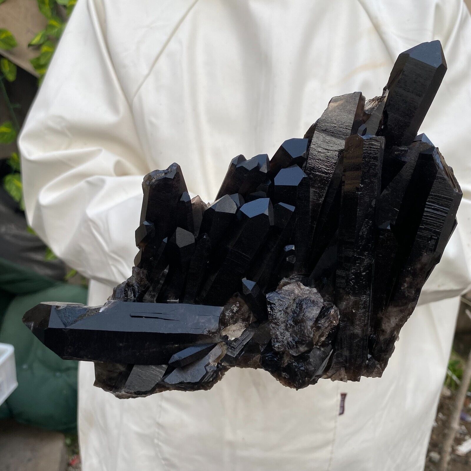 3.8lb Large Natural Black Smoky Quartz Crystal Cluster Rough Mineral Specimen