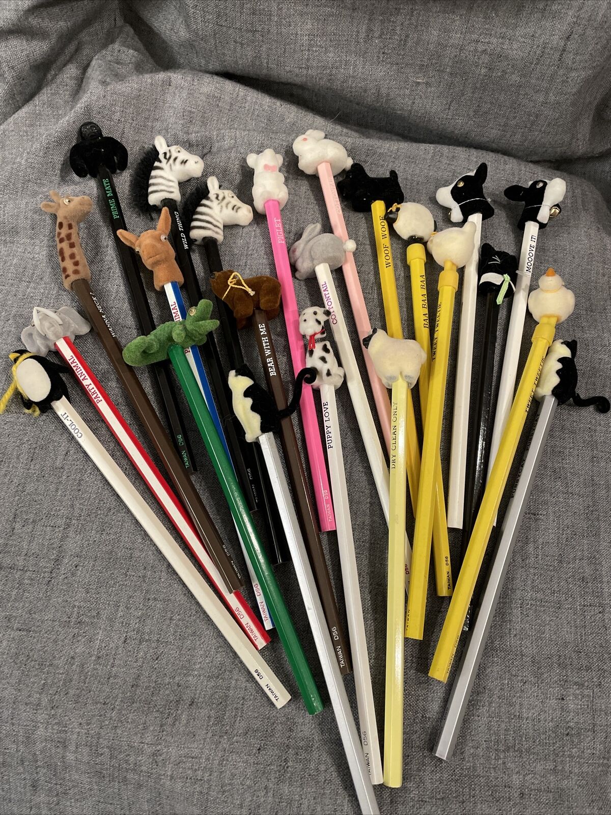 Lot Of 23 Vintage 1980’s Novelty Fuzzy Topper Unsharpened Pencils