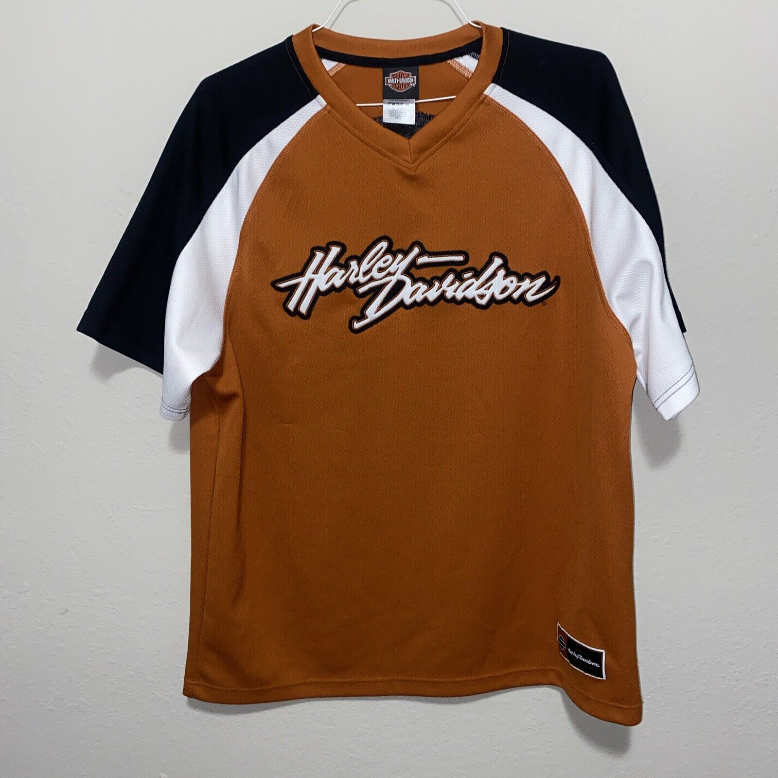 Harley Davidson Men’s Embroidered V-Neck Jersey Shirt Size XL