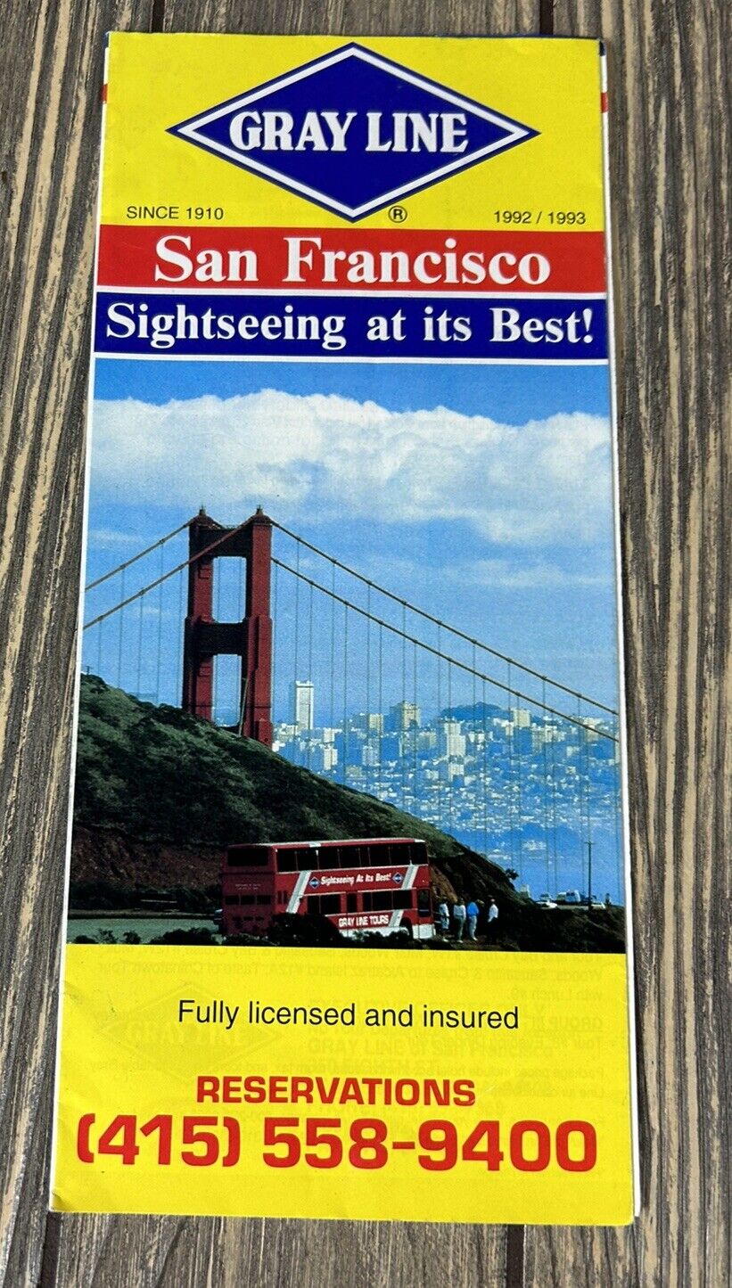 Vintage 1992 1993 Gray Line San Francisco Brochure Pamphlet 