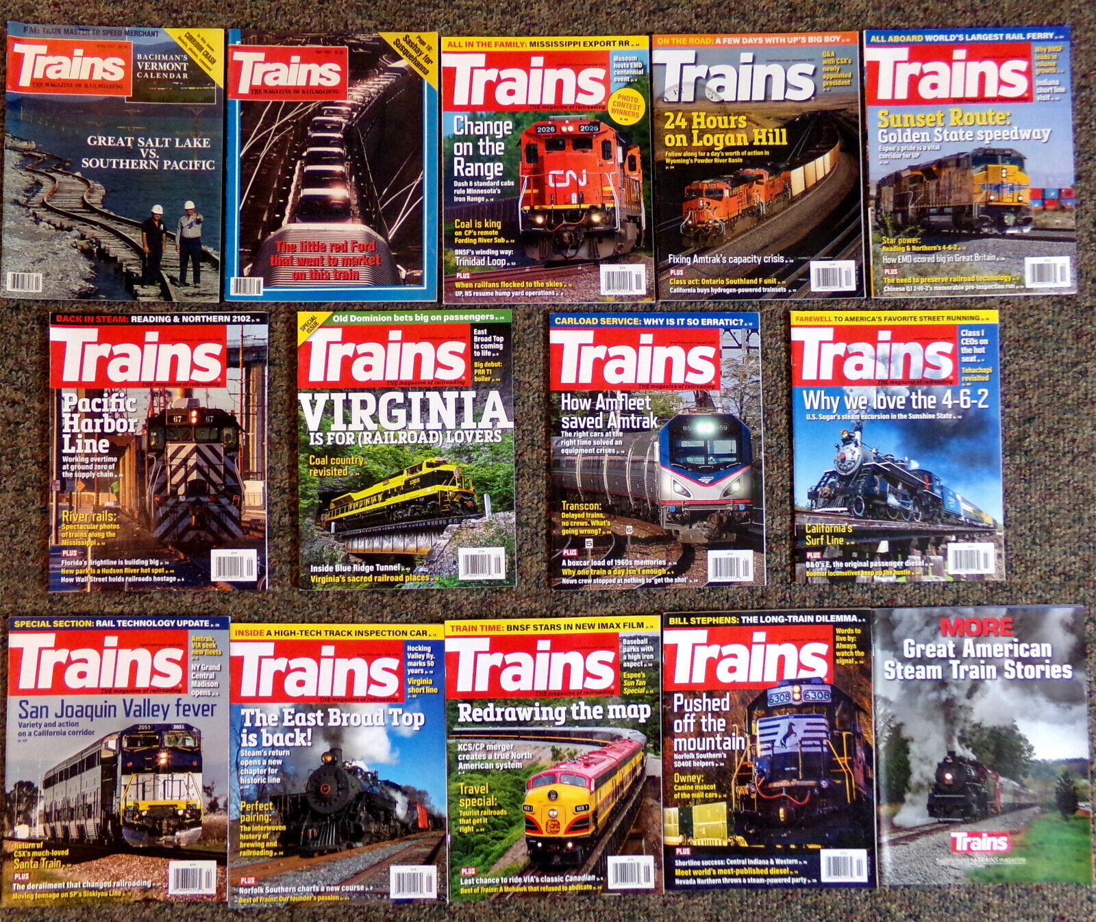 TRAINS MAGAZINE OF RAILROADING: 14x Lot 1987-2023 Rail Train History Collection