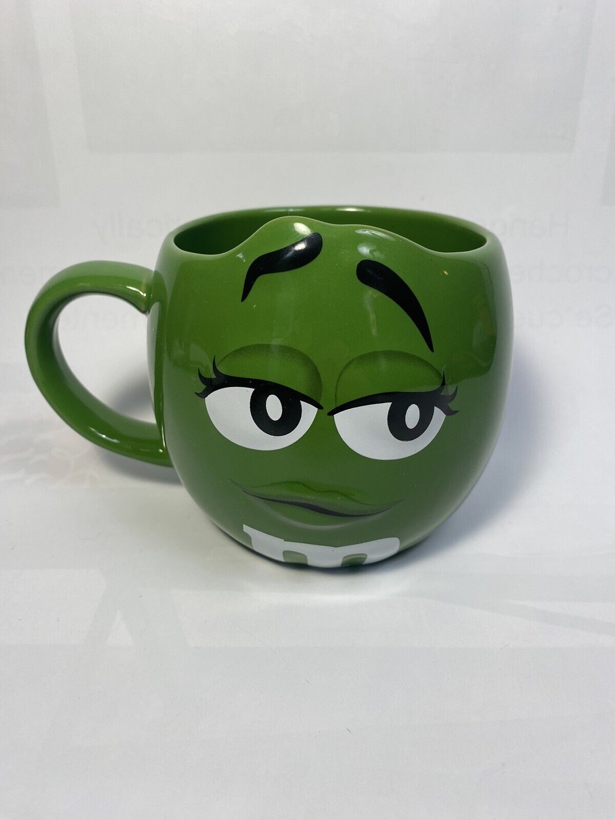 M&M\'s World Mug Green M&MS Oversized 3D Face Smiling Ceramic Coffee Cup 4\