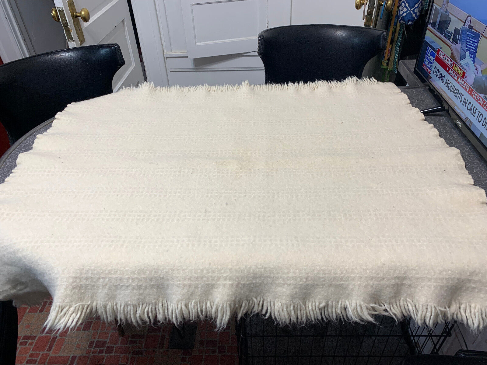 Vintage small Pendleton throw blanket off white 46\
