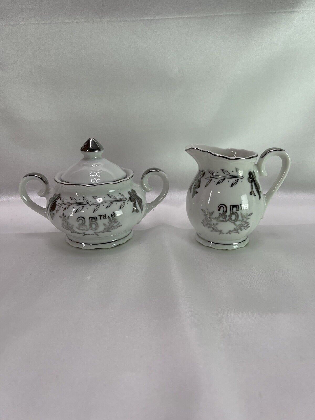 25TH SILVER ANNIVERSARY   LEFTON And Norcrest fine China. 2 Pc Lot 4929