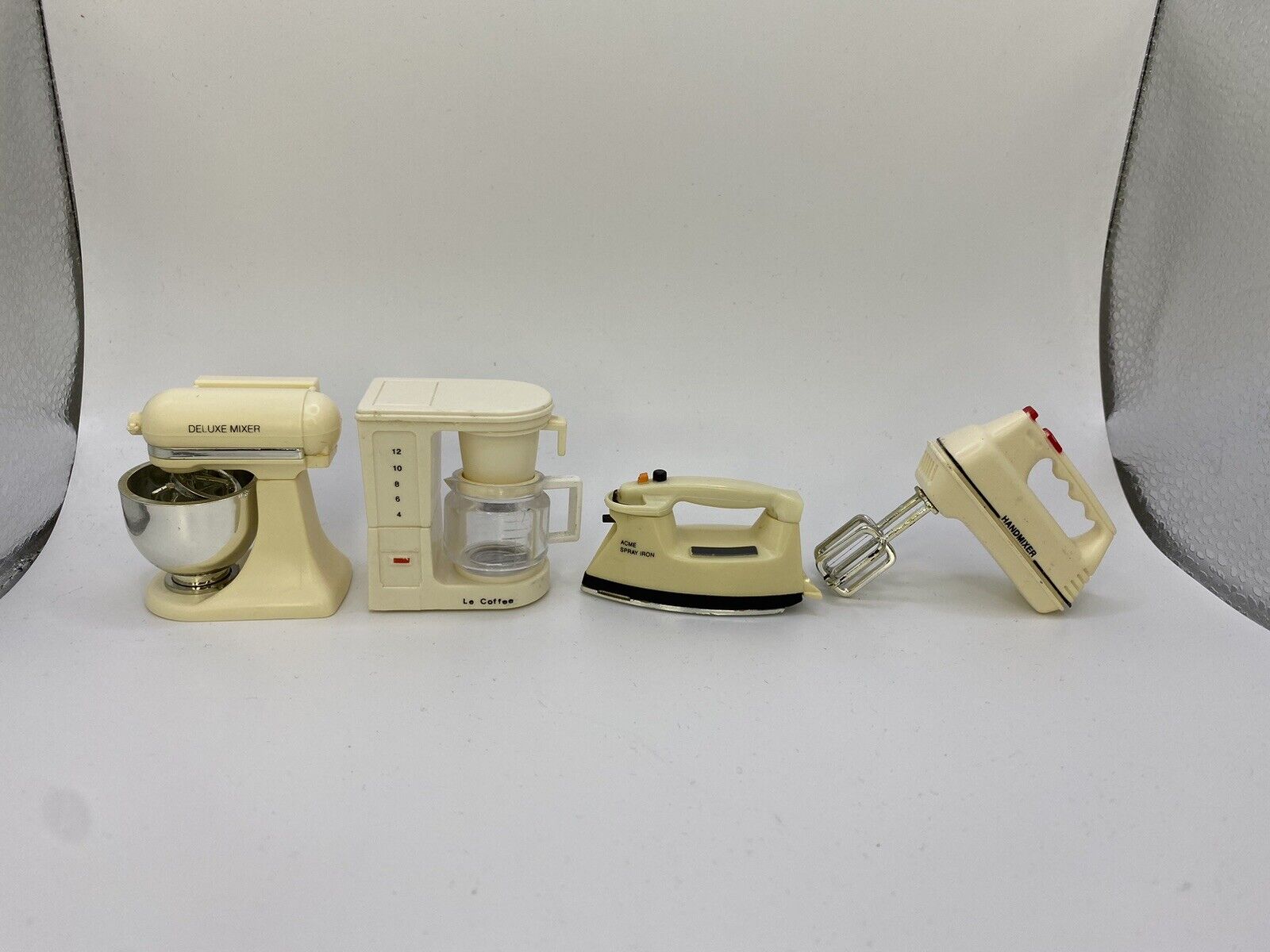 1992 Acme Refrigerator Magnets Iron, Hand & Countertop Mixer Coffee Set Of 4 Vtg