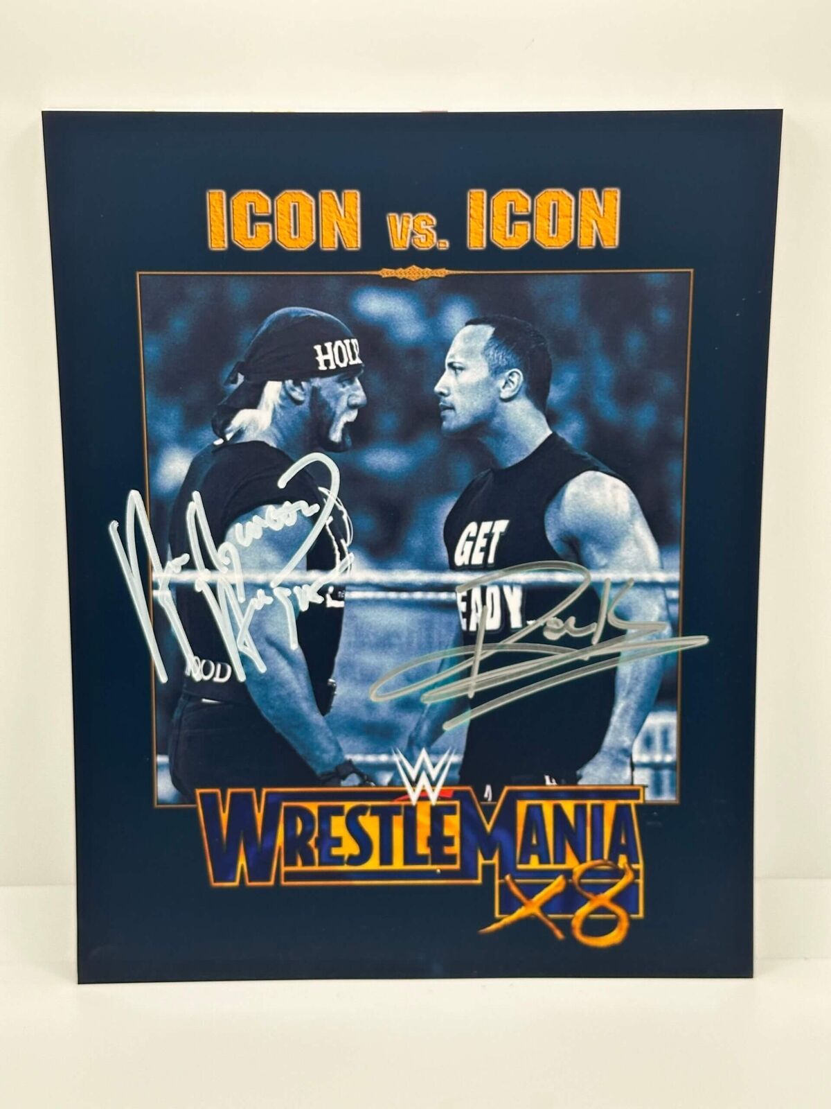 Hollywood Hogan The Rock Dual Signed Autographed Photo Authentic 8X10 COA