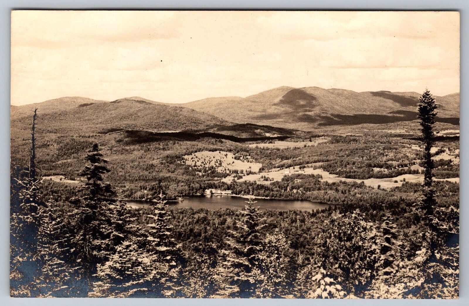 View From Bald Mountain. Rangeley Maine Postcard