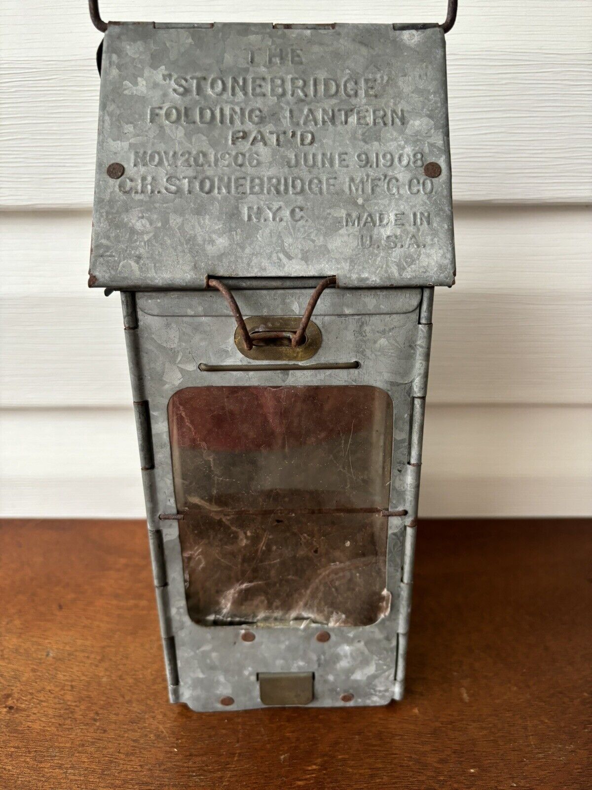 Stonebridge Folding Candle Lantern Pat\'d 1906 1908 Coal Mining Lantern, WW I