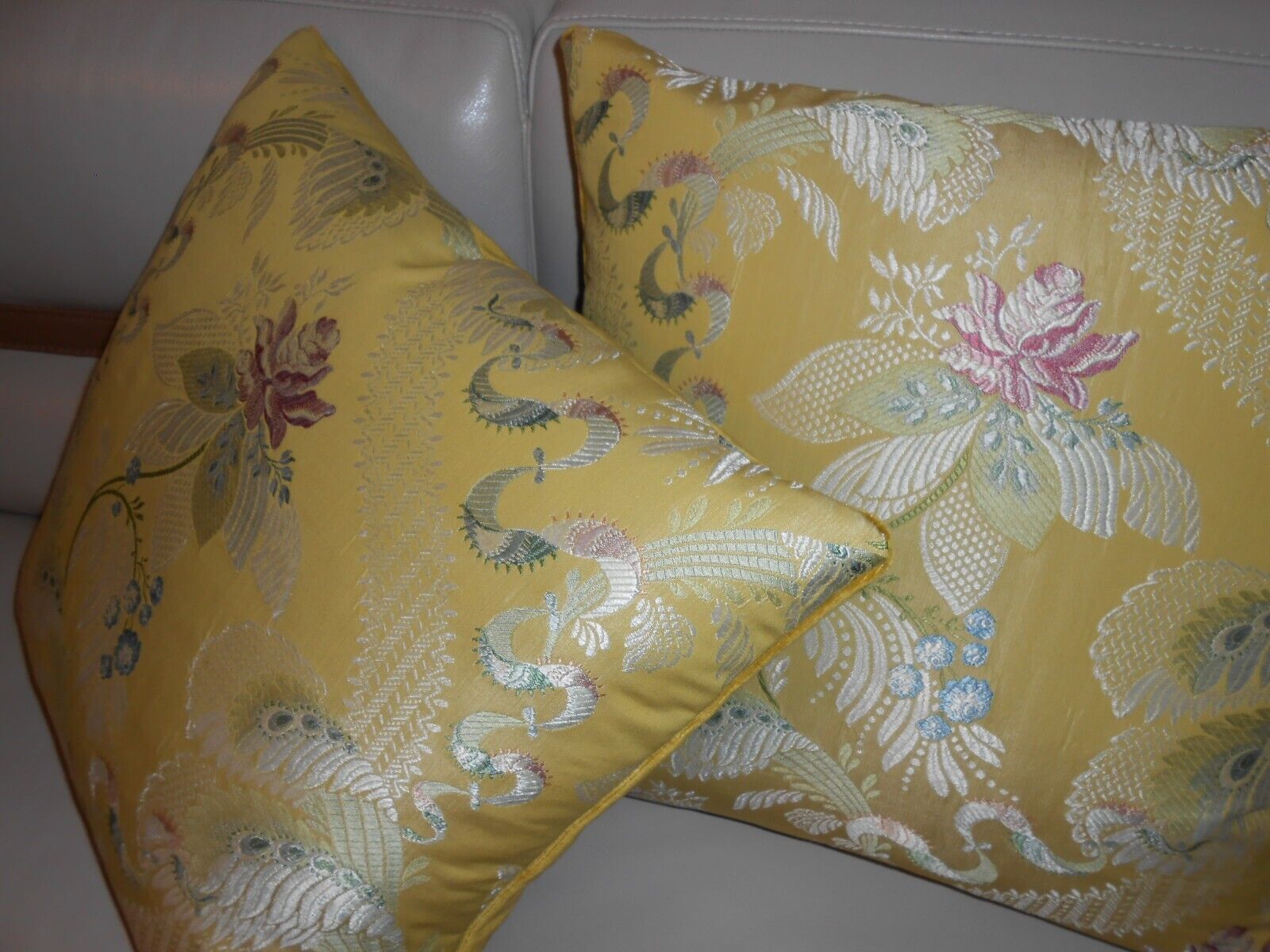 SCALAMANDRE BARANZELLI pillows Silky Lampas woven Roses Lace custom new PAIR
