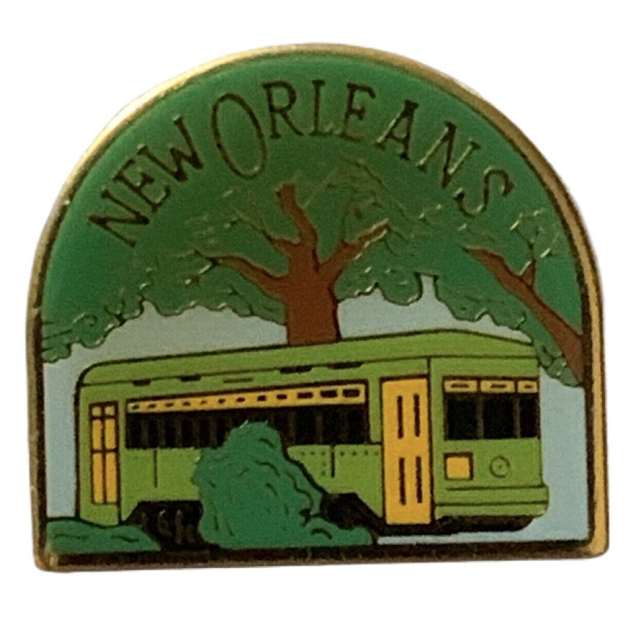 Vintage New Orleans Trolley Car Tree Travel Souvenir Pin