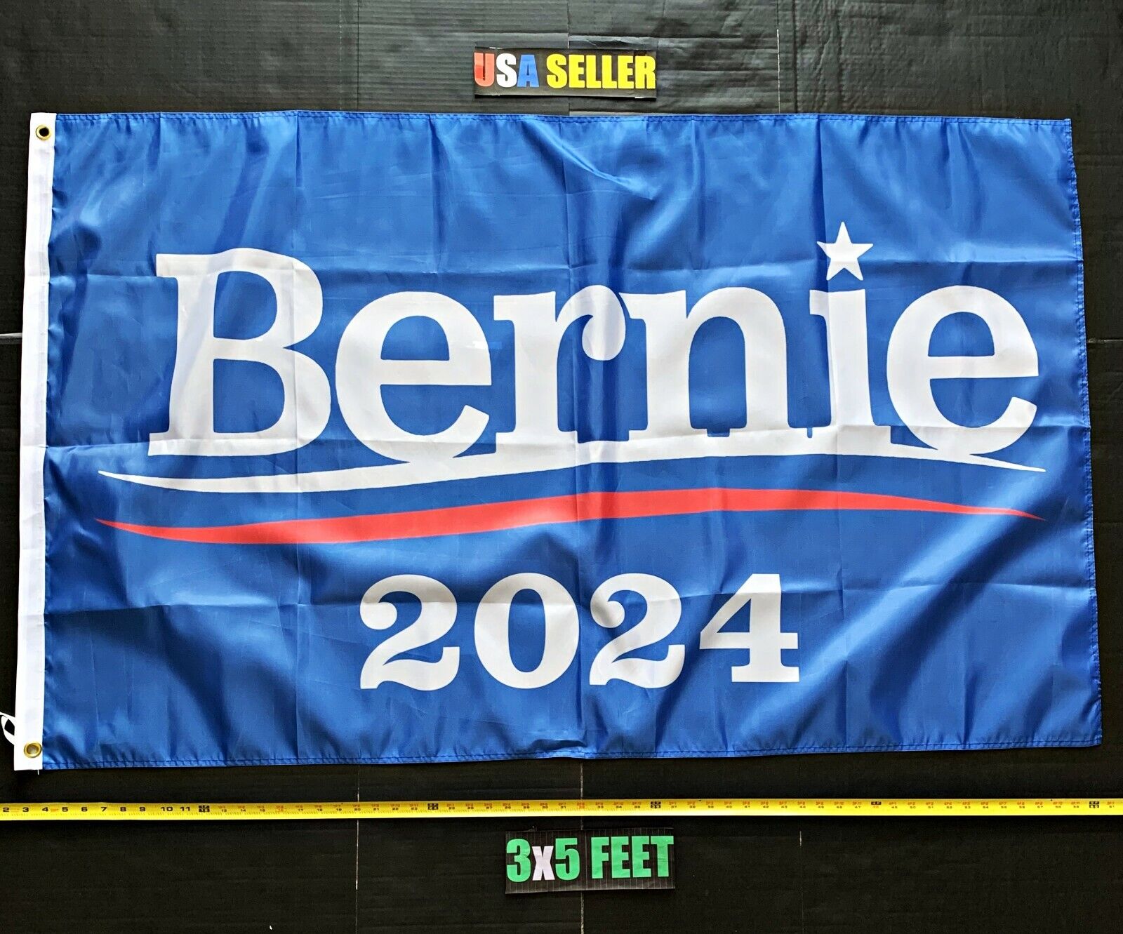 Bernie Sanders Flag *FREE FIRST CLASS SHIP* Blue Feel The Burn 2024 Sign 3x5'