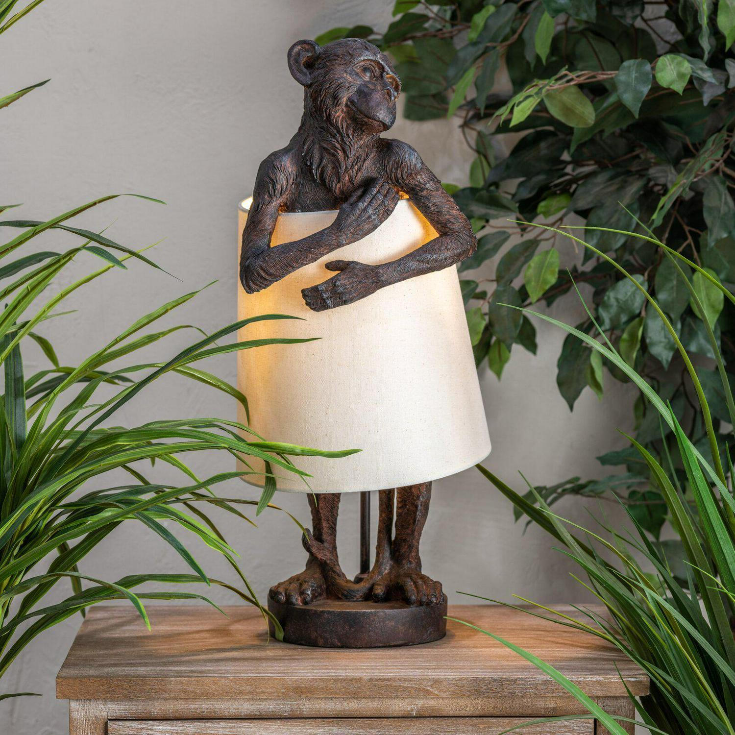 Cute Modest Monkey Sculptural Table Lamp Fun Whimsical Accent Lighted Statue
