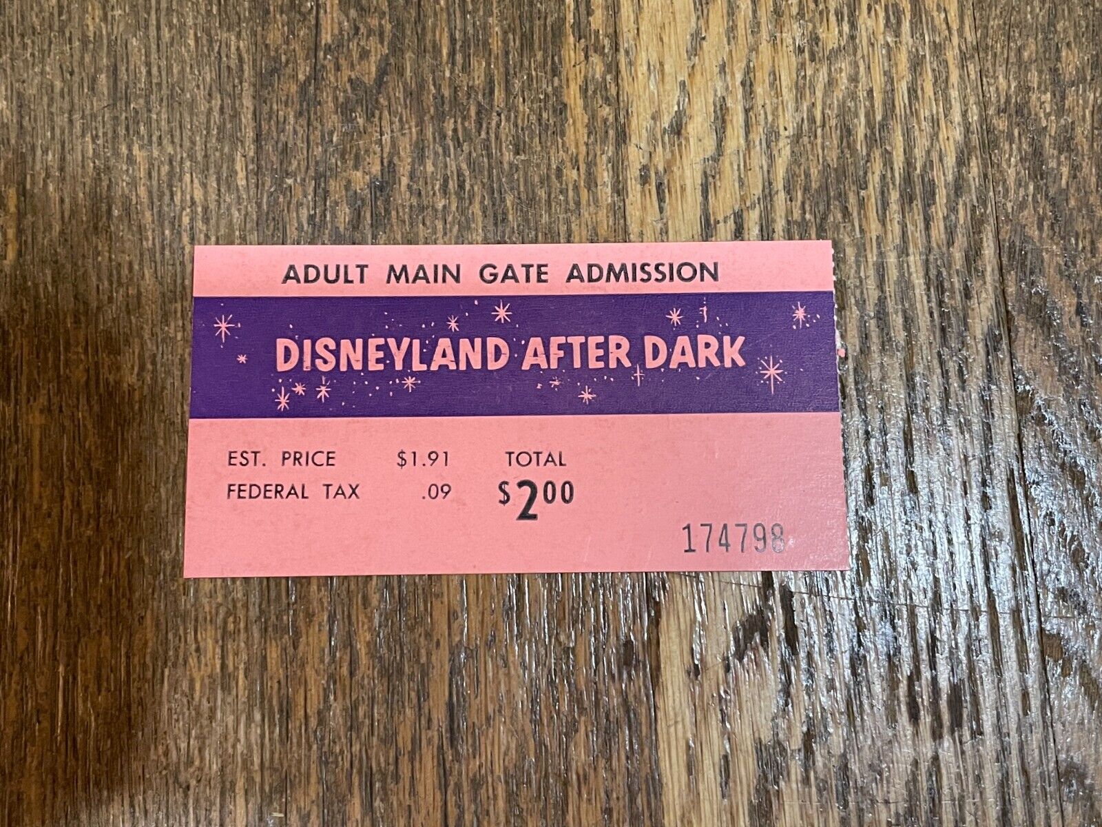 Disneyland After Dark Ticket 1950's 1960's Fantasy in the Sky Vintage