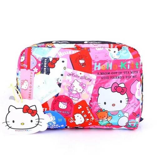 New Japan Sanrio Hello Kitty Lesportsac PINK LARGE Pouch Cosmetic Makeup Case