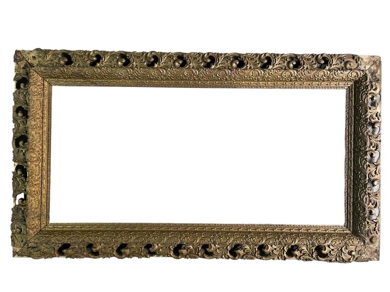 Distressed Antique Ornate Wood Picture Frame for ~19x42
