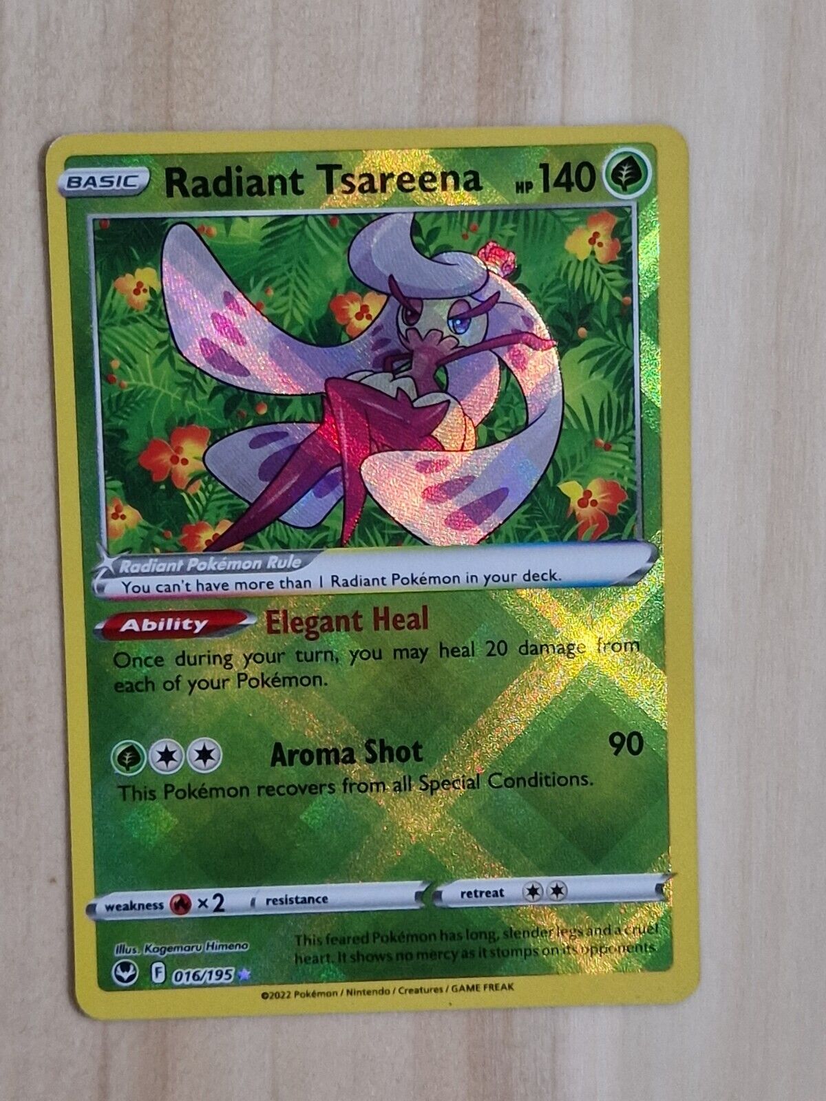  Pokémon TCG Radiant Tsareena Silver Tempest 016/195 Holo Radiant Rare 