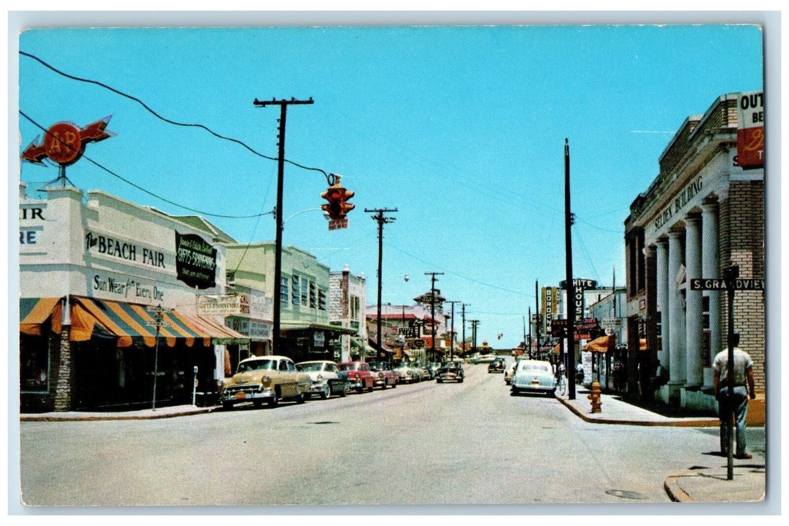 c1950\'s Main Street Business District Buildings Daytona Beach Florida Postcard