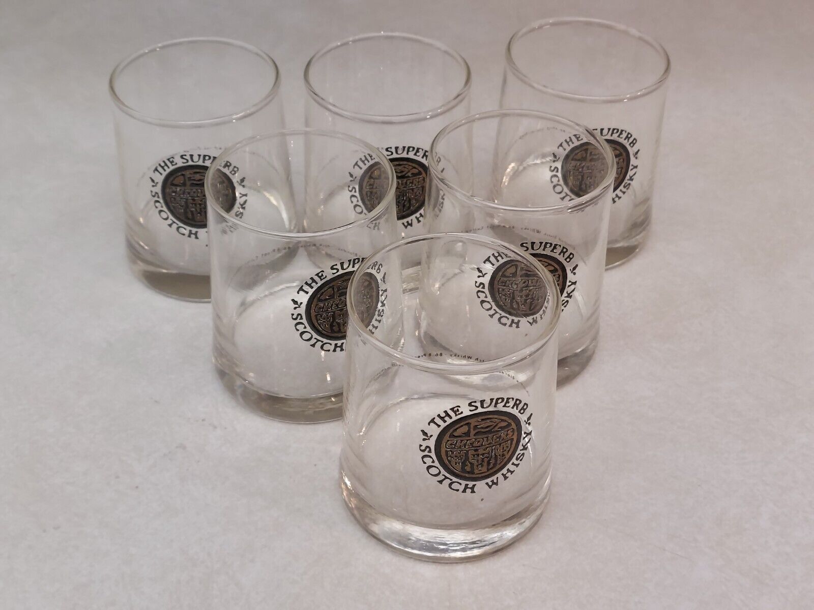 Chequers The Superb Scotch Whiskey Lot of 6 Tumbler Glasses 1/4\