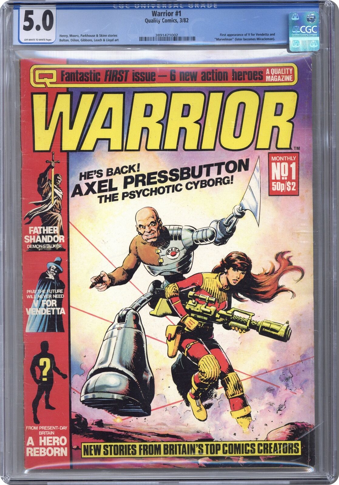 Warrior UK #1 CGC 5.0 1982 3891471002 1st app. Alan Moore's MarvelMan