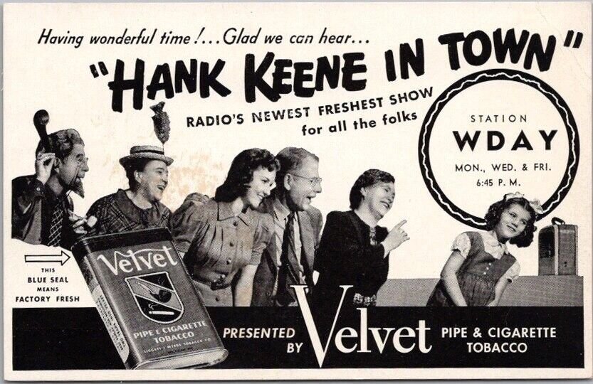 1940s FARGO, ND Ad Postcard WDAY RADIO \