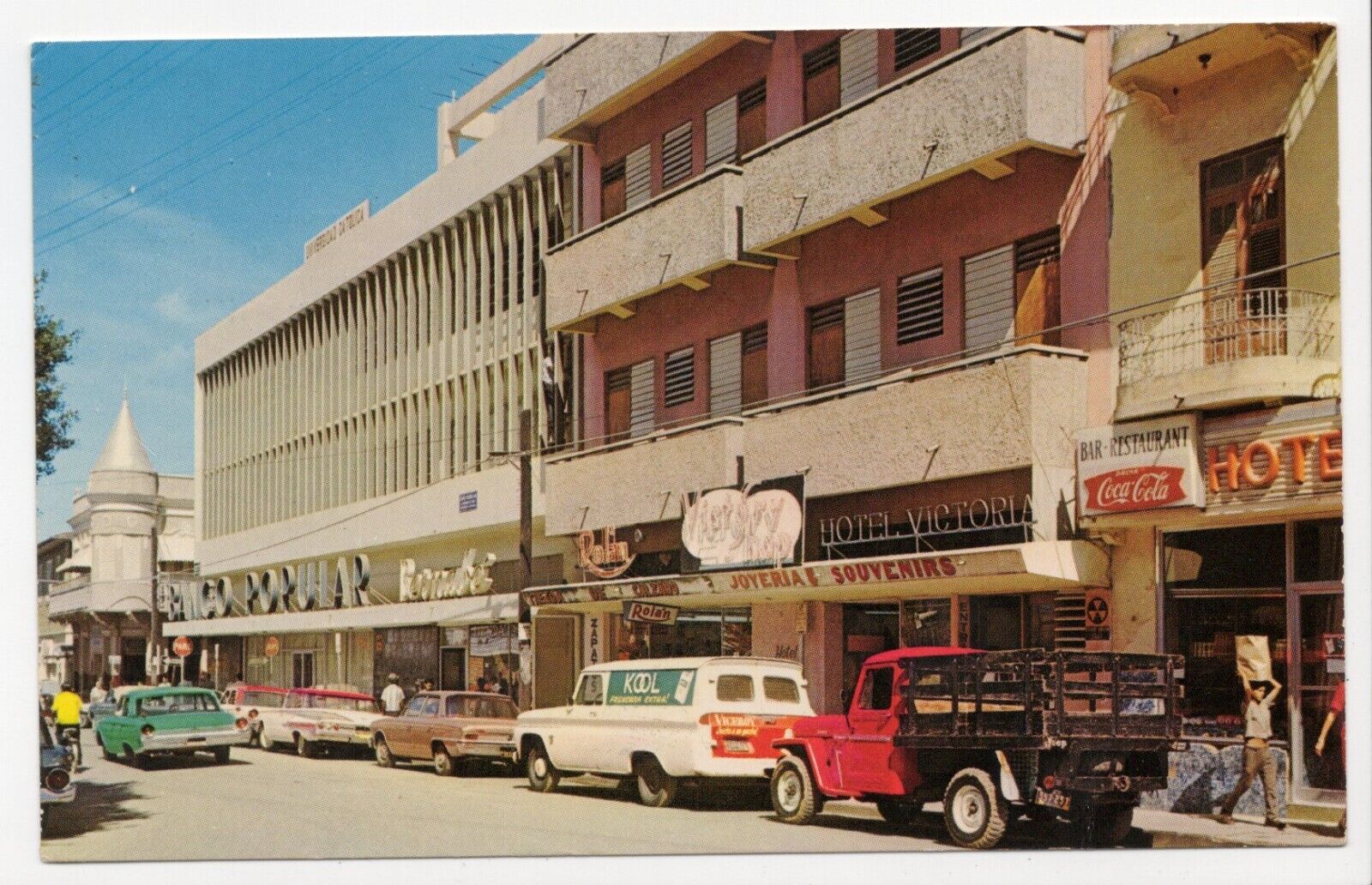 Vintage Street View Puerto Rico PR Coca Cola Ad Chrome 1960s Posted Postcard