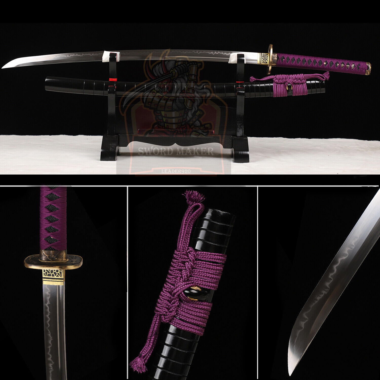 Japanese Katana Sword Full Tang T10Steel Clay Tempered Unokubi Zukuri Real Hamon