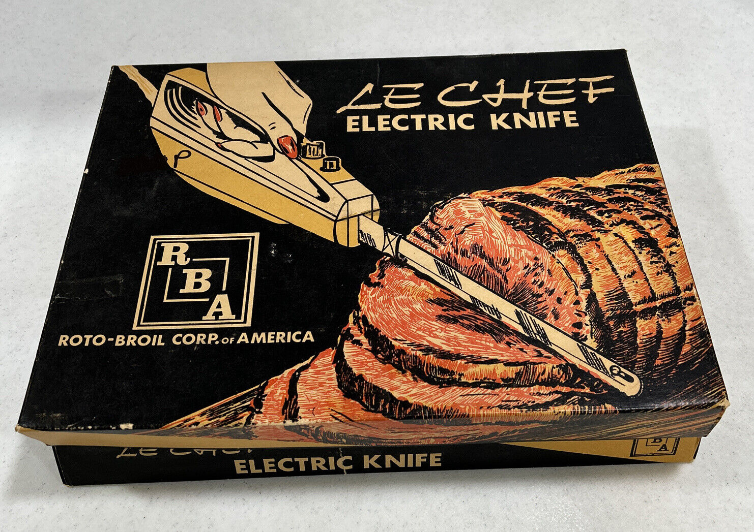 Vintage RBA LE Chef Electric Carving Knife Roto Broil Corporation New In Box