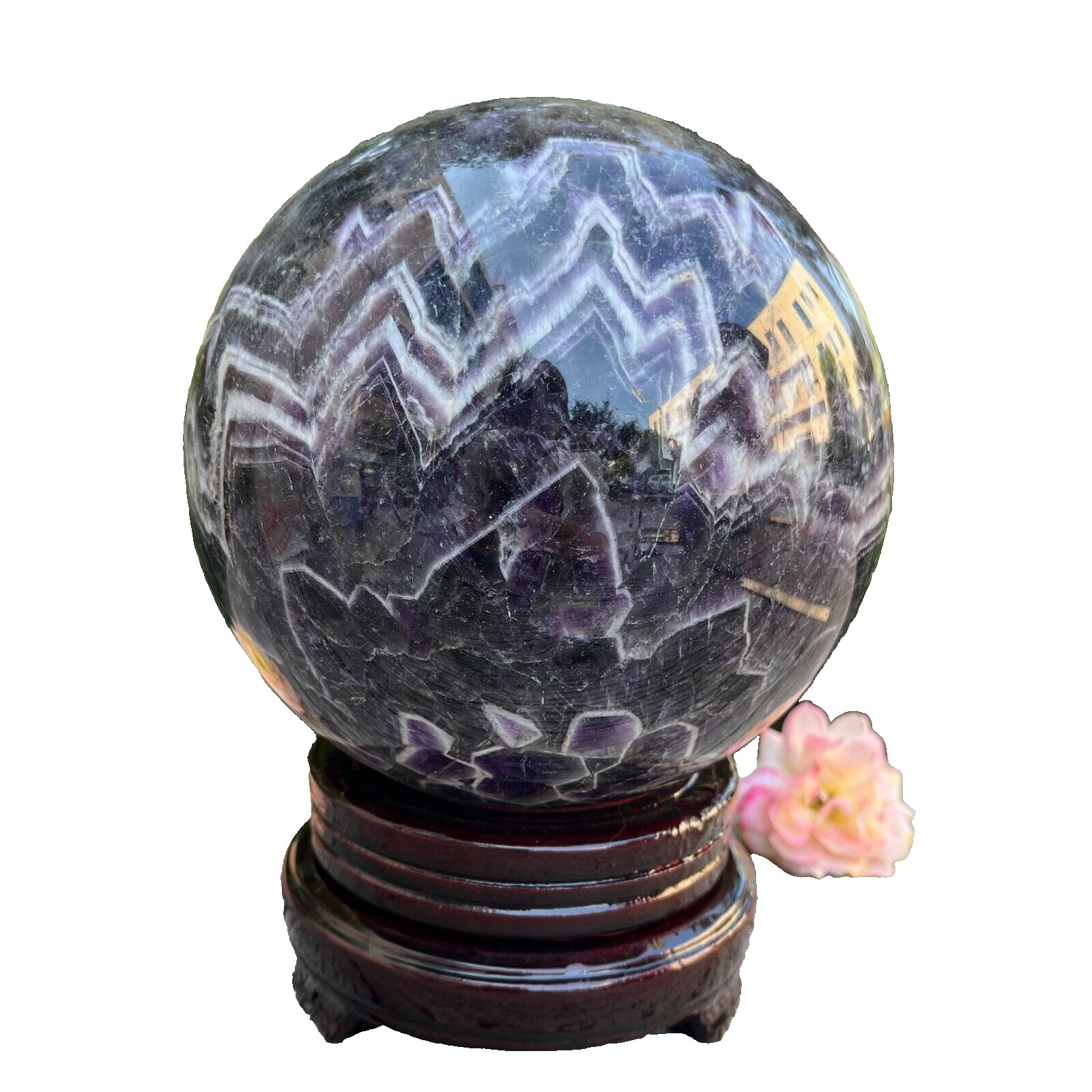 15.7LB 6.5\'\' Large Natural Dream Amethyst Sphere Ball Quartz Energy Crystal