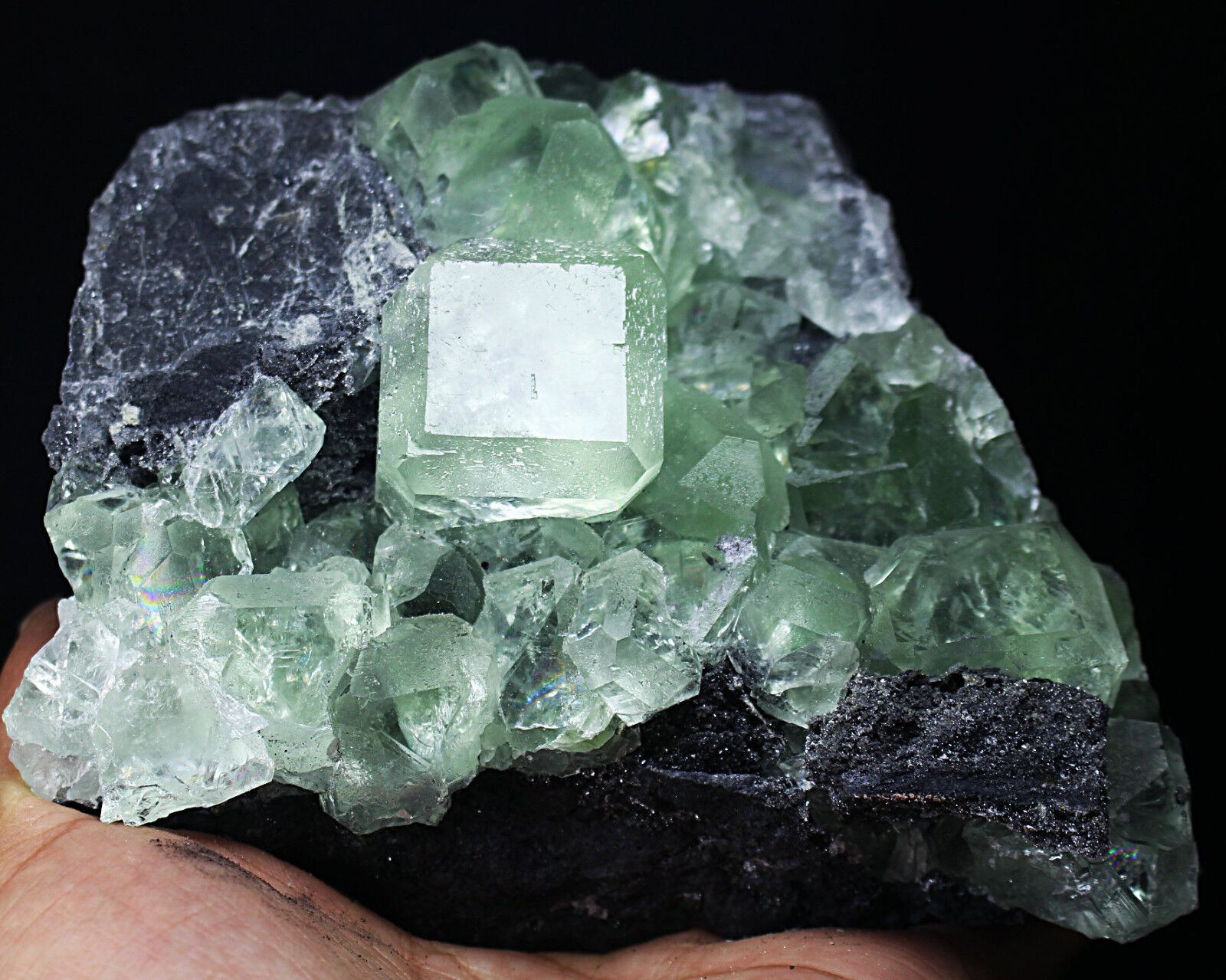 Praise  Museum quality super-large crystal blue green transparent fluorite