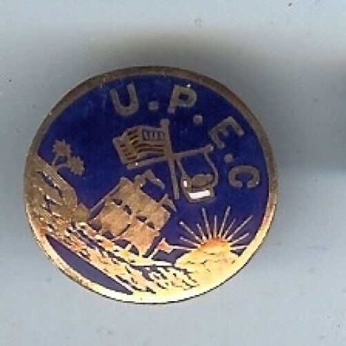 Vintage U.P.E.C. goldplated mini badge lapel stud pin Portuguese CALIFORNIA
