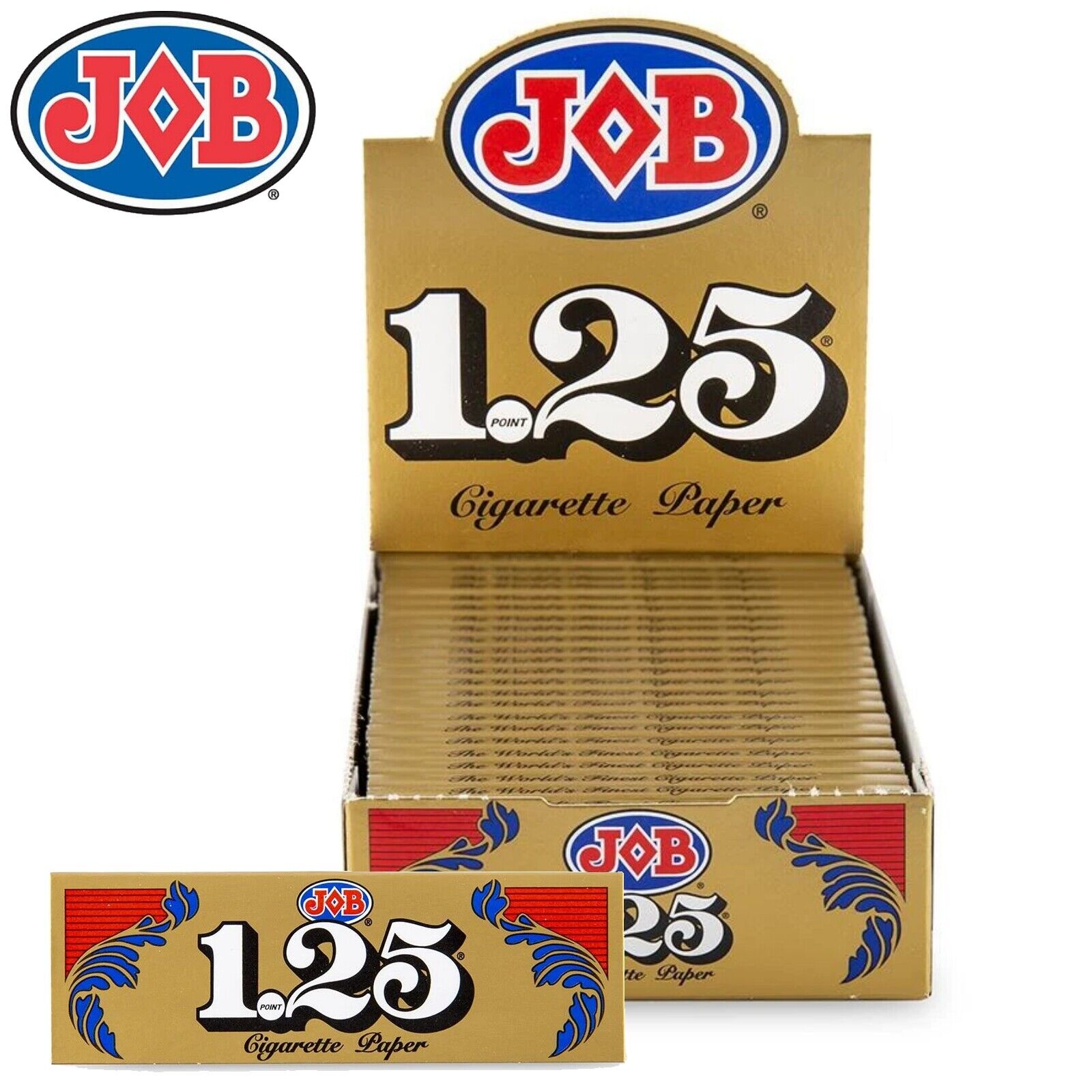 Full Box JOB Gold 1 1/4 1.25 Rolling Papers 24 Booklet (24 Paper Each)