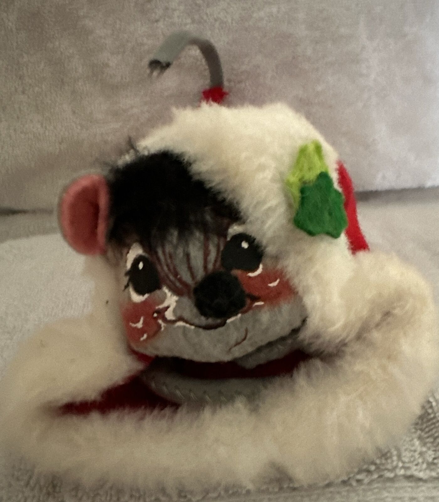 Annalee Mobilitee Doll Mouse in Santa Hat Christmas 1965 Vintage