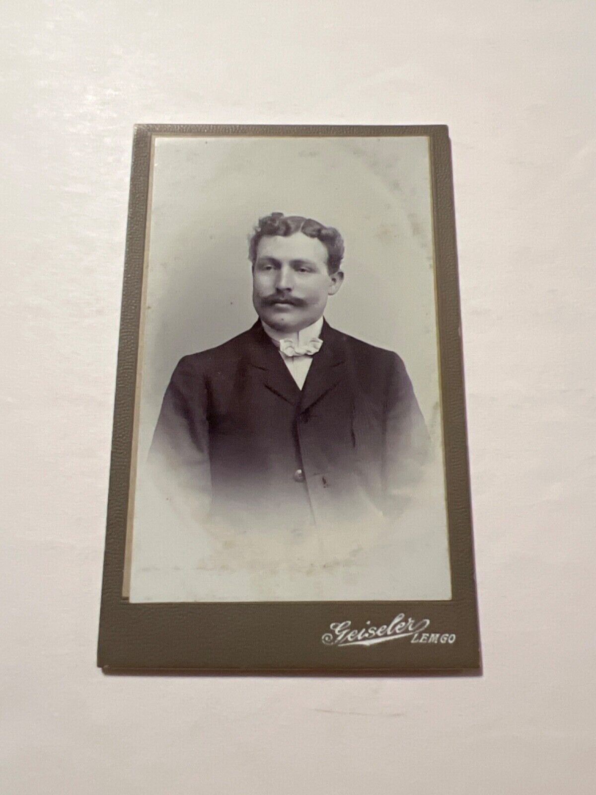 VTG CDV Photo Handsome Male with Mustache made in Germany