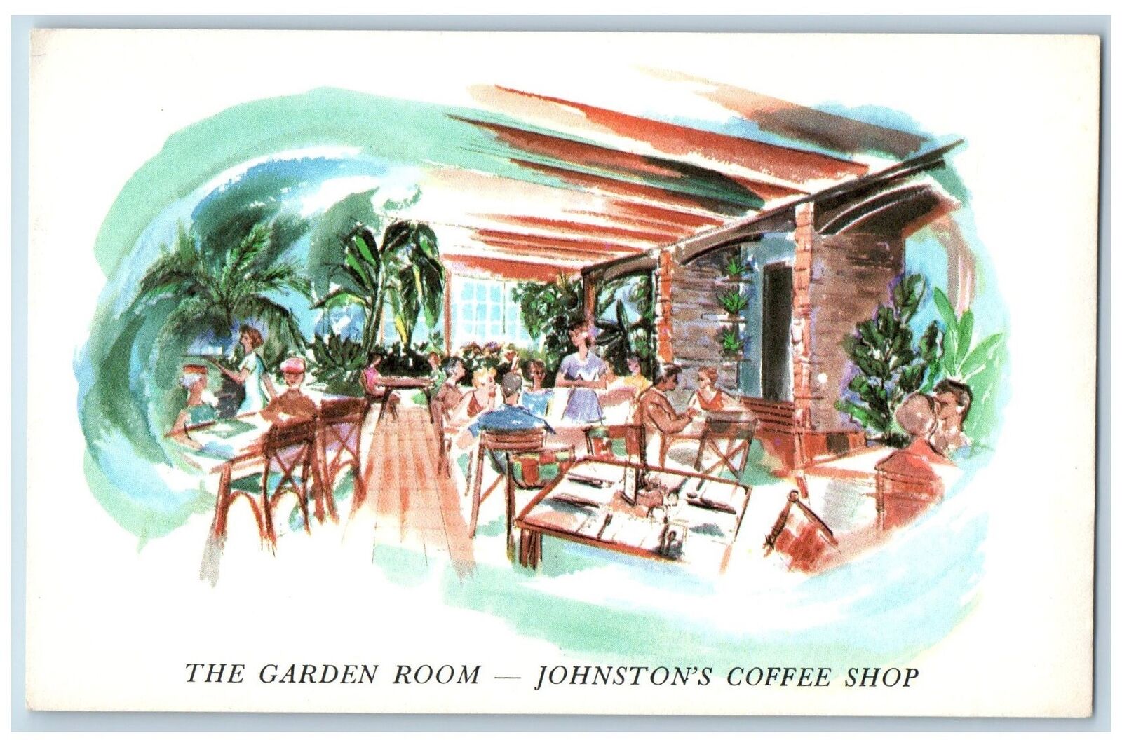 c1950's Johnston's Coffee Shop The Garden Room Daytona Beach Florida Postcard