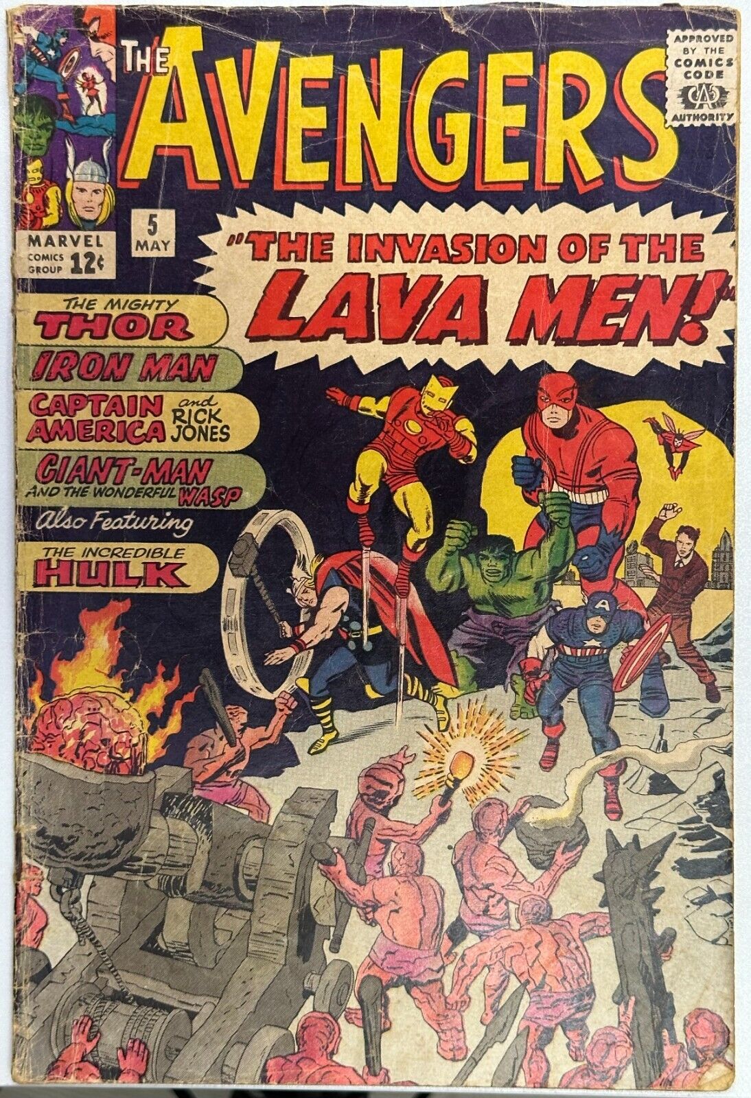 Avengers #5, KEY 1st Team App. Lava Men, GD, Marvel Comics 1964