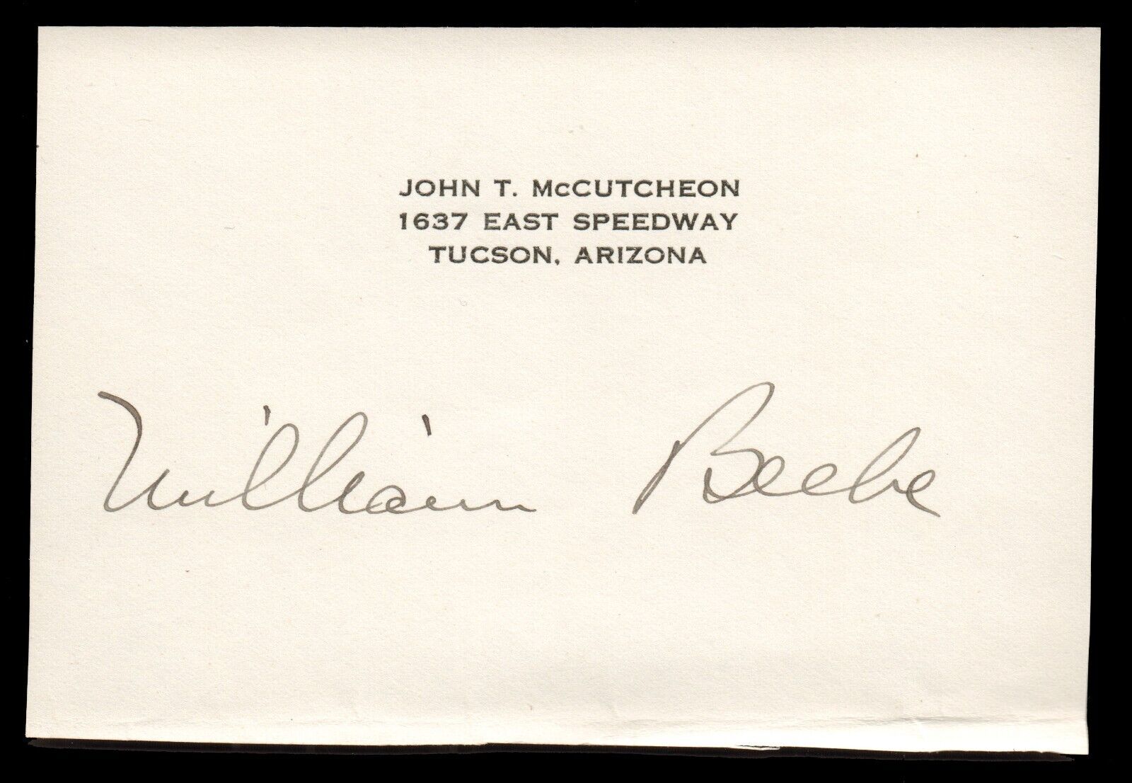 William Beebe - New York Zoological Society - Auto Signed Card / John McCutcheon