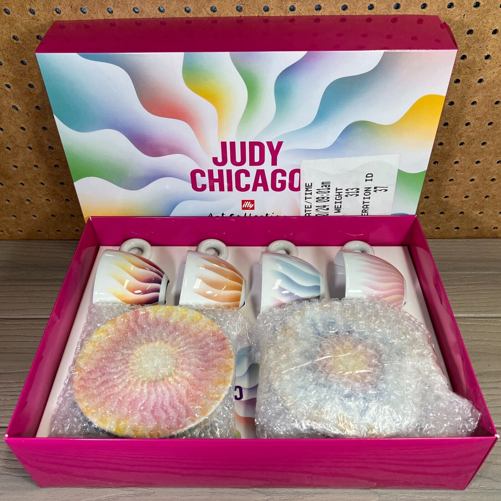 New Illy Art 2023: Judy Chicago Collection 4 Cappuccino Cups & Saucers OPEN BOX
