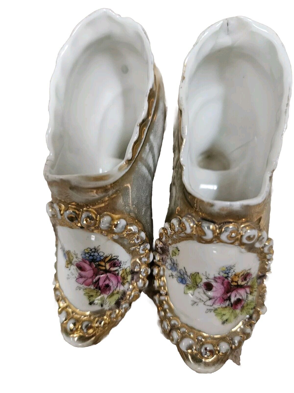 Swan Creations Vintage Victorian Porcelain Fine China Princess Shoe With Flowers