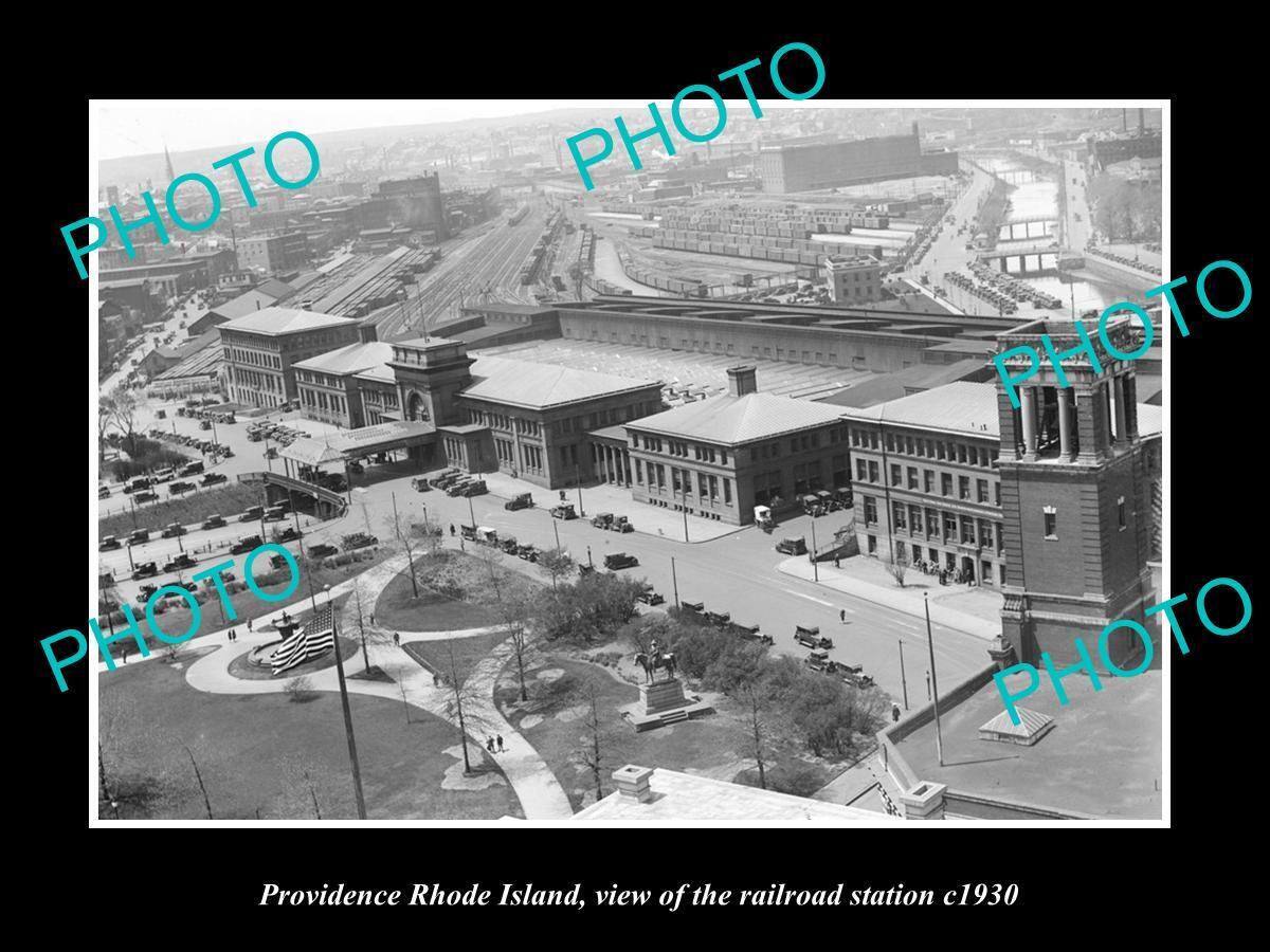 OLD LARGE HISTORIC PHOTO OF PROVIDENCE RHODE ISLAND THE RAILROAD STATION c1930
