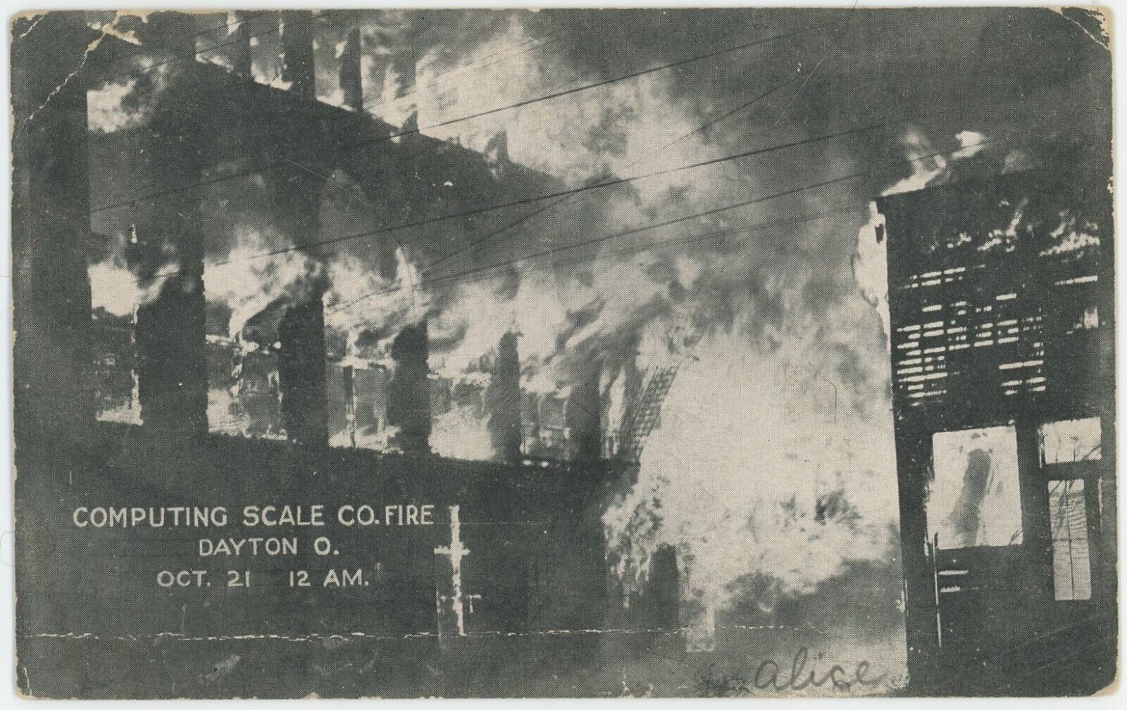 Antique 1909 Postcard - Dayton OH Ohio\'s Greatest Fire - Computing Scale Co.