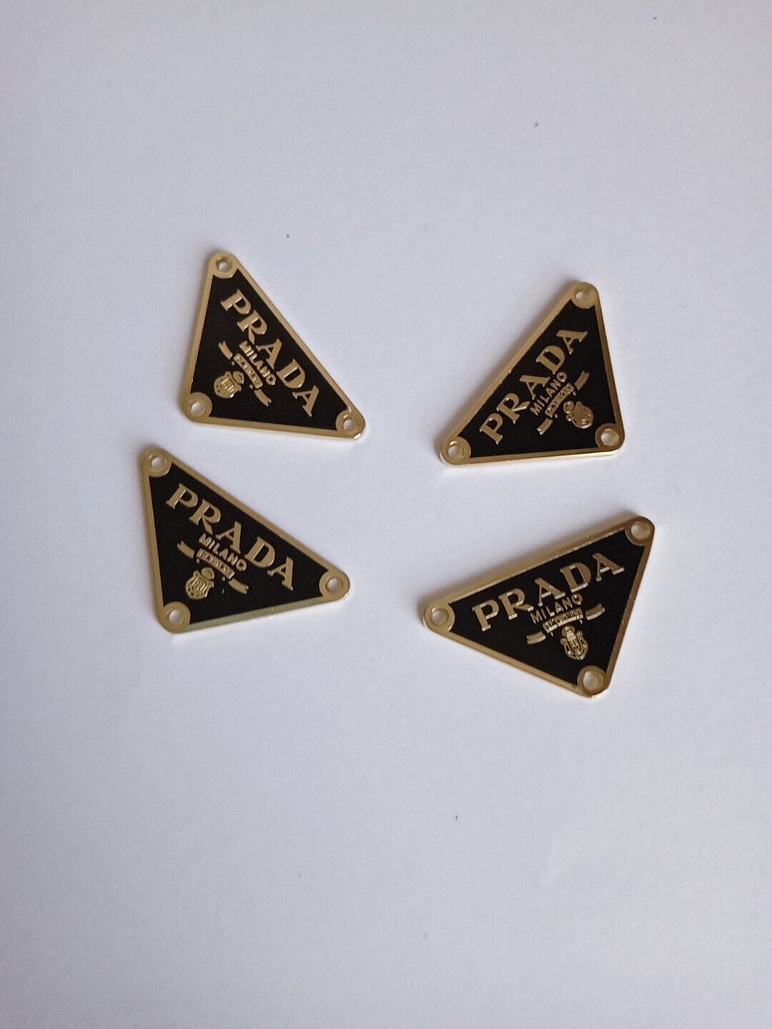 Lot Of 4 38mm Prada Logo Triangle with trim Gold tone Button  Zipperpull