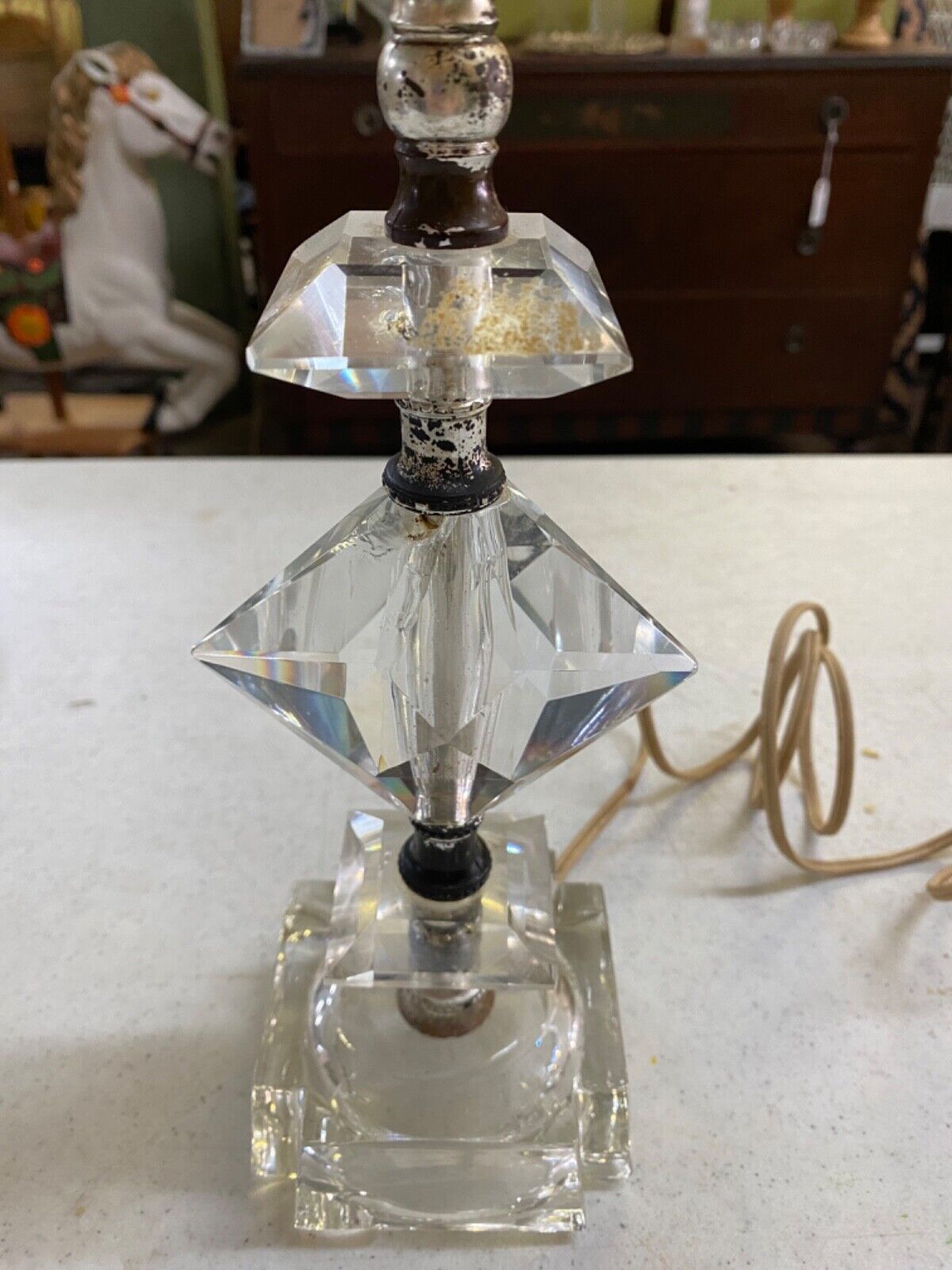 Vintage MCM Glass Boudoir Lamp